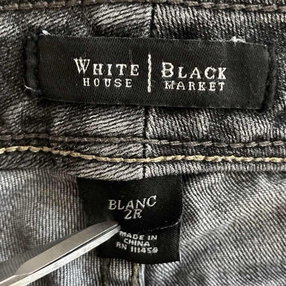 White House/Black Market Blanc Jeans Women 2R Black Denim Medium Wash Faded - Picture 5 of 11